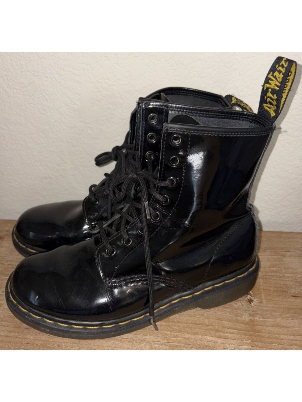 Dr. Martens Shiny Black Patent Leather Combat Boot 1460 Women’s  Size 8